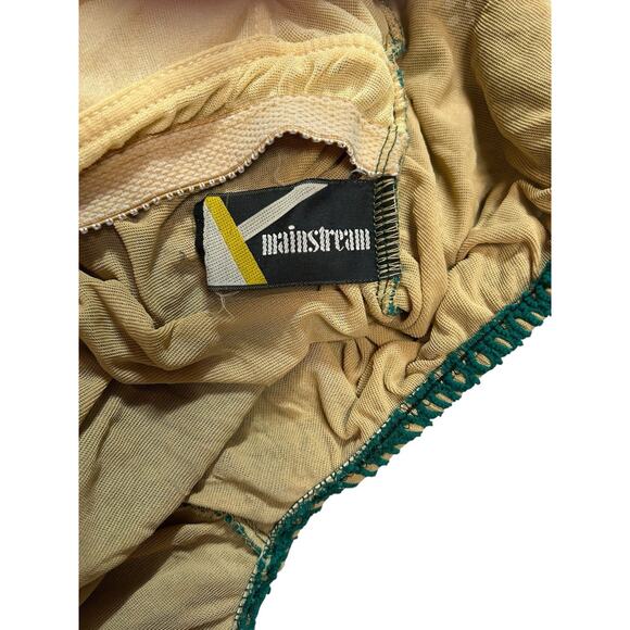 Vtg Mainstream Swimsuit Large 14 One Piece Emerald Green Eyelet Scoop Back Retro - Picture 2 of 9